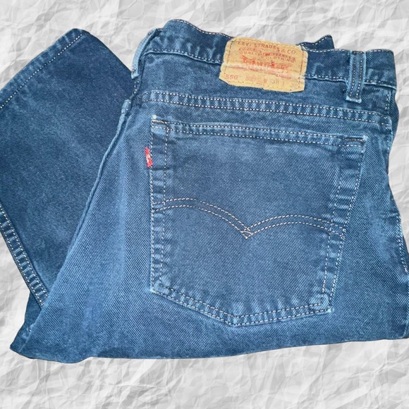Vintage 90's Levi's 550 Relaxed Fit Tapper Leg‎ 38X32(36X31) Teal Blue Made USA - Picture 1 of 7